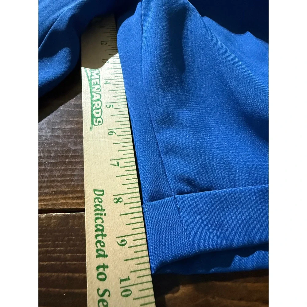 Vintage Style Mens Royal Blue Pleated Cuffed Dress Shorts Size 36 Polyester